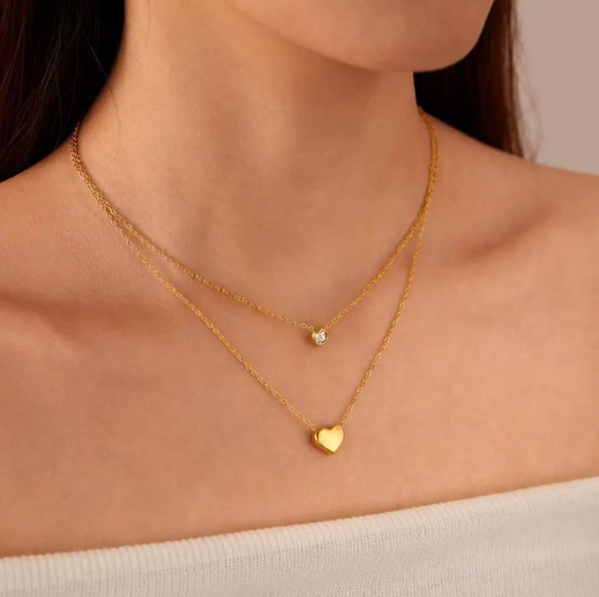 Double Chain Heart Necklace