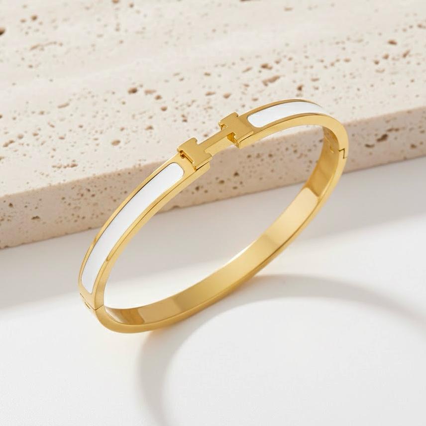 hermes White Stainless Steel bangle