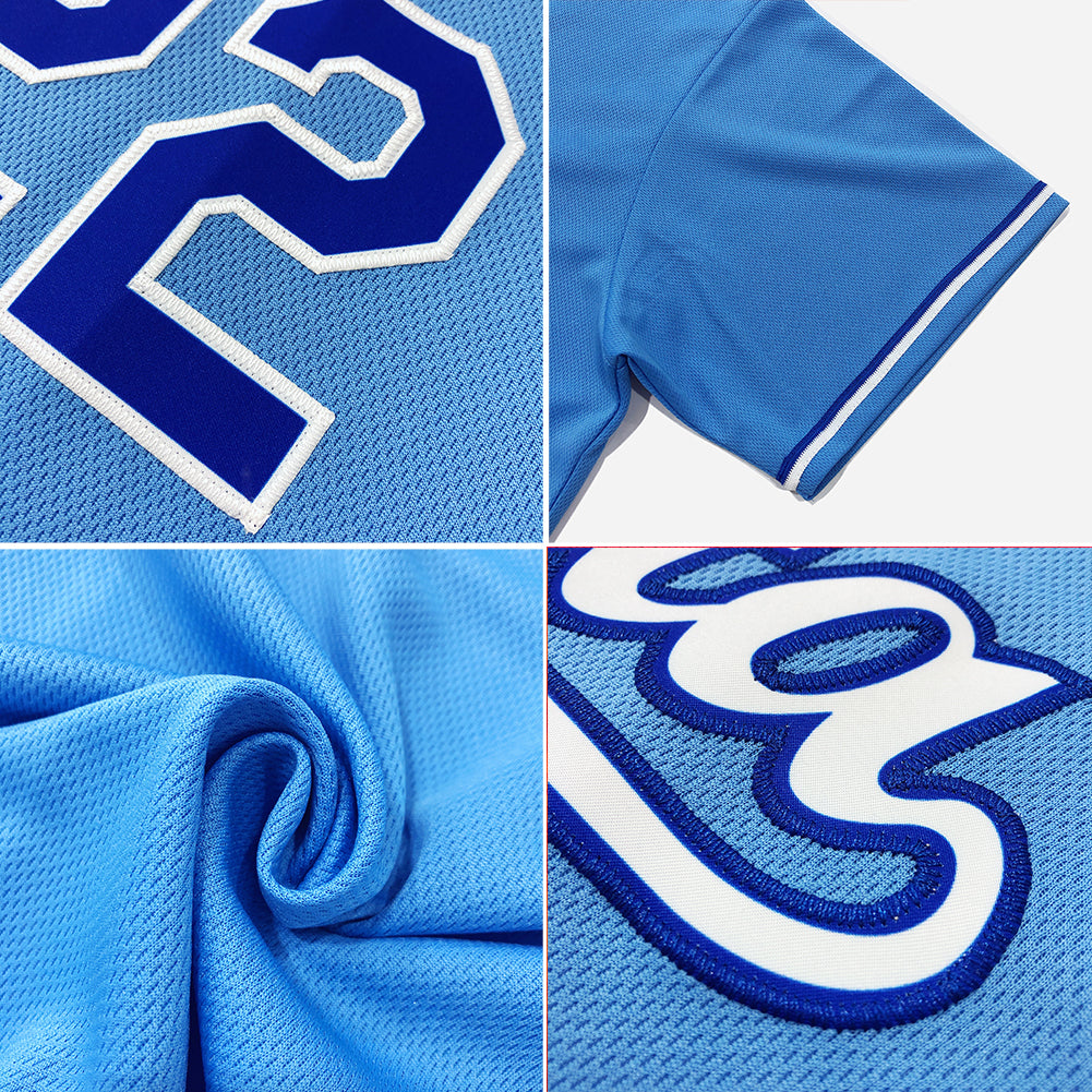Custom Light Blue White-Red Authentic Rib-Knit Baseball Jersey Shirt