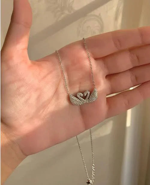 Double Swan White Necklace