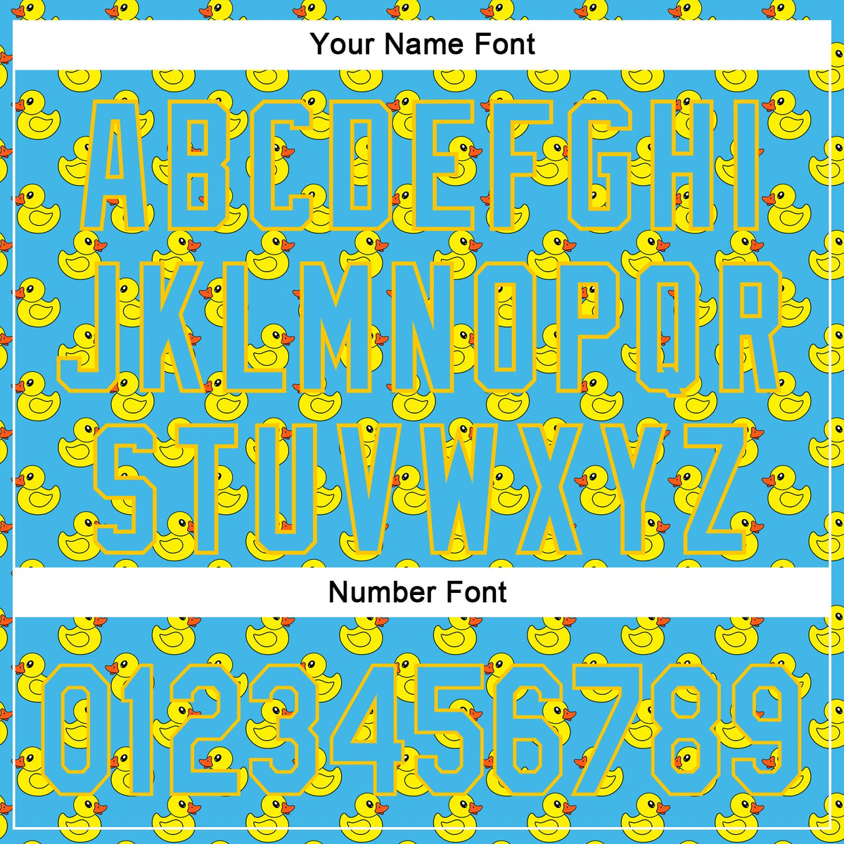 Custom Sky Blue Yellow 3D Pattern Design Animal Duck Authentic Baseball Jersey