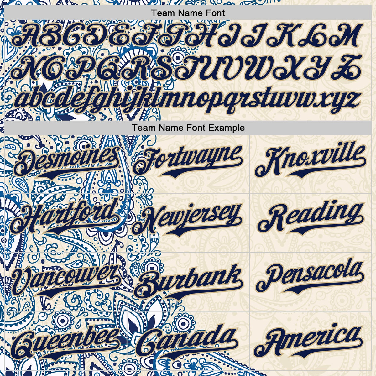 Custom Cream Navy Royal-Vegas Gold 3D Pattern Design Burner Costumes Paisley Authentic Baseball Jersey