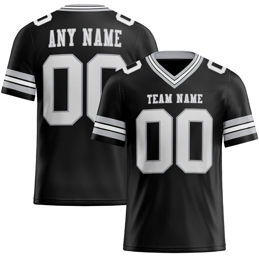 Custom Black White-Gray Authentic Football Jersey