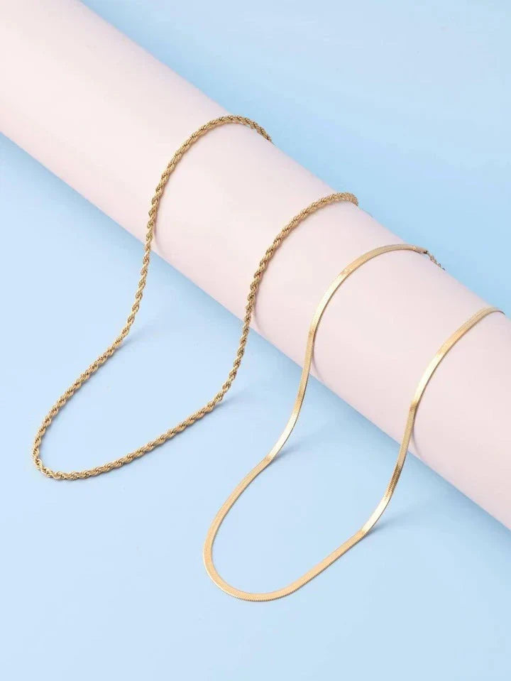 Milas Twisted & Snake Chain Necklace Combo