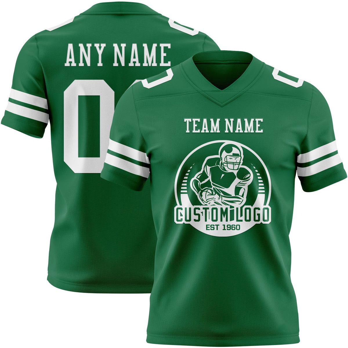 Custom Kelly Green White Authentic Football Jersey