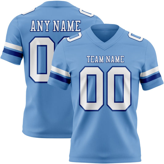 Custom Light Blue White-Royal Authentic Football Jersey