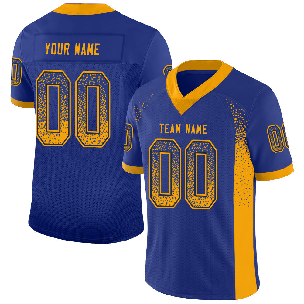 Custom Royal Gold-Navy Drift Fashion Football Jersey