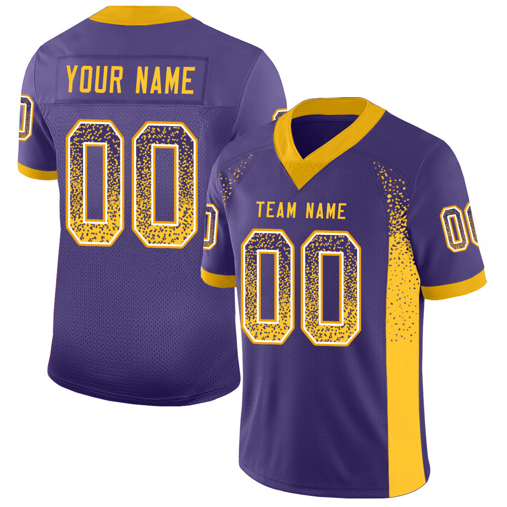 Custom Purple Gold-White Drift Fashion Football Jersey