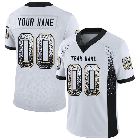 Custom White Black-Vegas Gold Drift Fashion Football Jersey