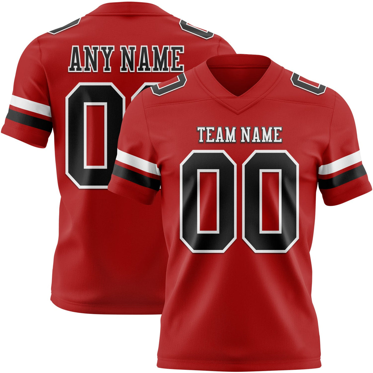 Custom Red Black-White Authentic Football Jersey