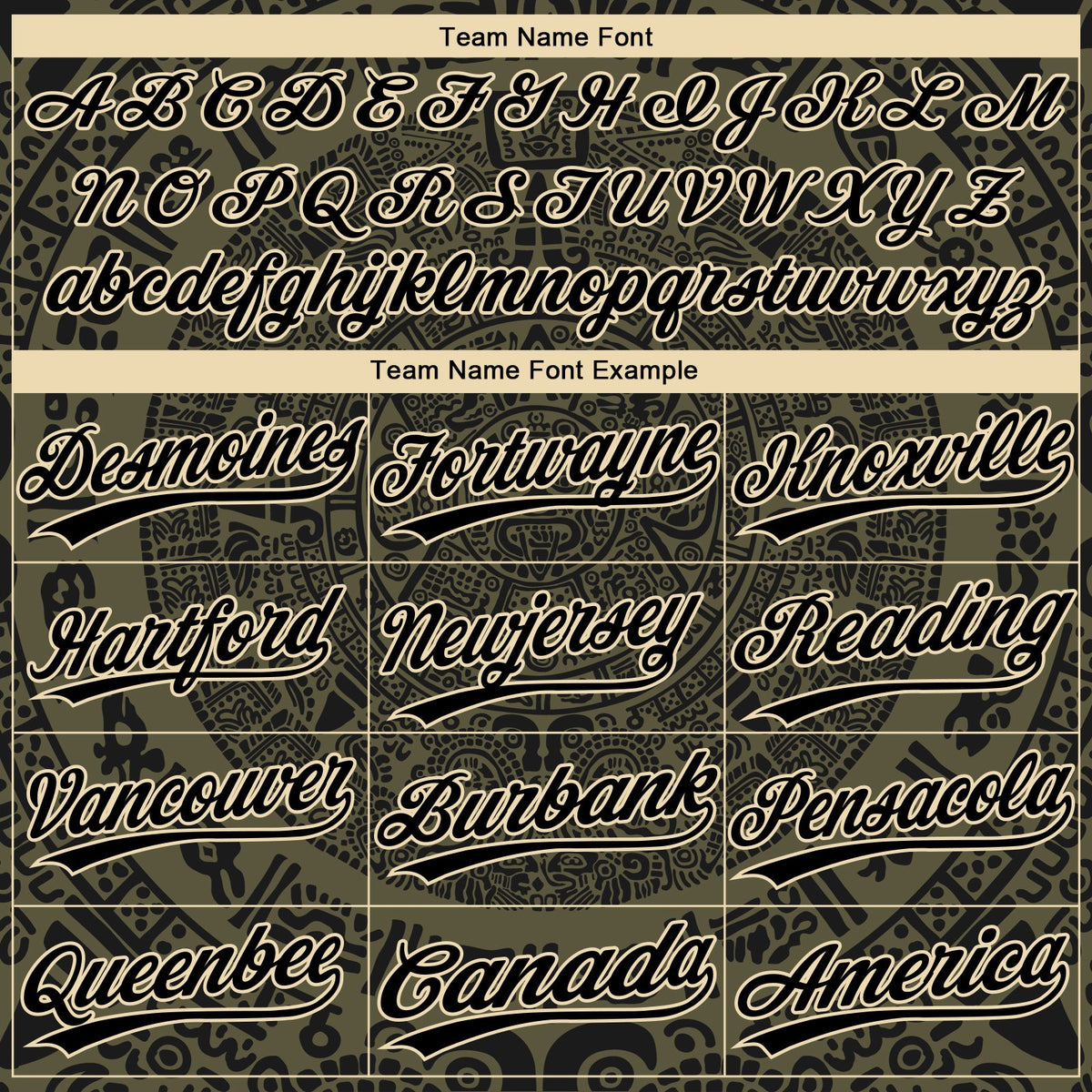 Custom Olive Black-Cream Ethnic Aztec Mexican Heritage Two-Button Unisex Softball Jersey