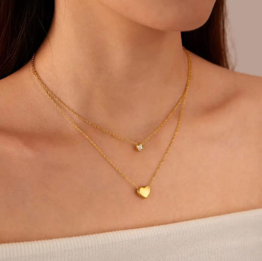 Double Chain Heart Necklace
