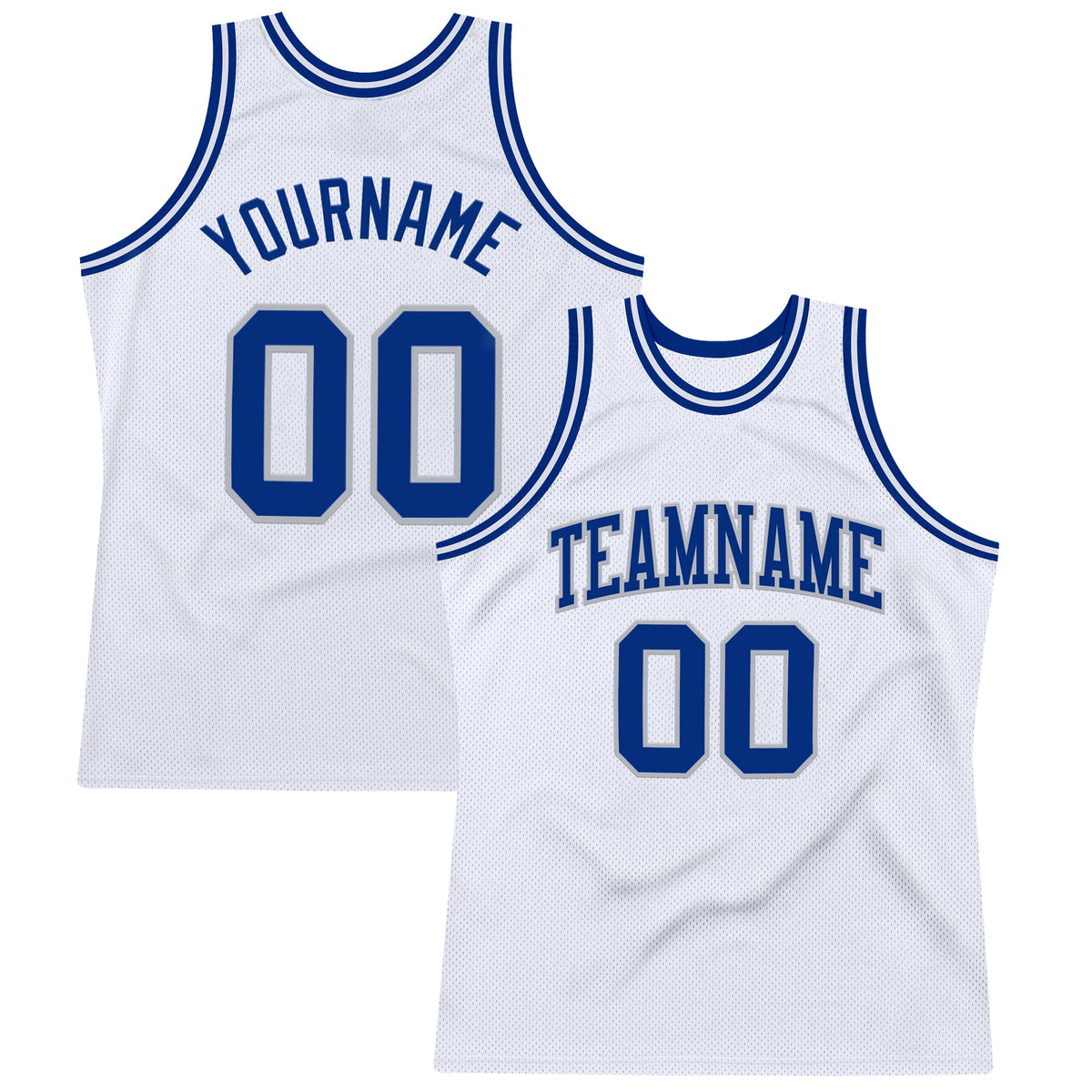 Custom White Royal-Gray Authentic Throwback Basketball Jersey