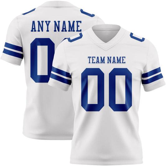 Custom White Royal Authentic Football Jersey